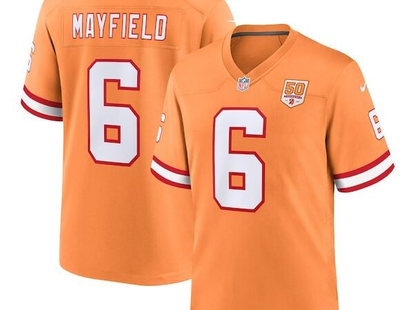 Baker Mayfield  Tampa Bay Buccaneers Nike 50th Season Game Jersey - Creamsicle/Red
