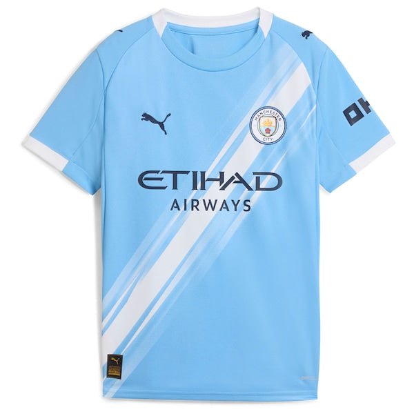 Erling Haaland Manchester City Puma Youth 2025/26 Home Replica Player Jersey - Sky Blue/Black