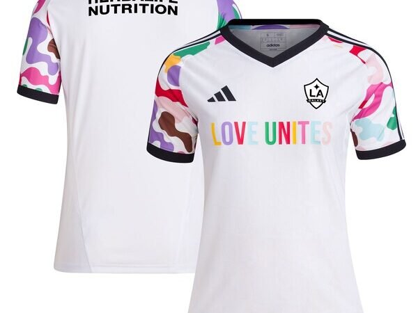 LA Galaxy adidas Women's 2024 Pride Pre-Match Top - White