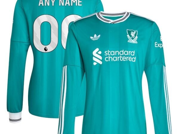 Liverpool adidas 2025/26 Third Replica Long Sleeve Custom Jersey - Green
