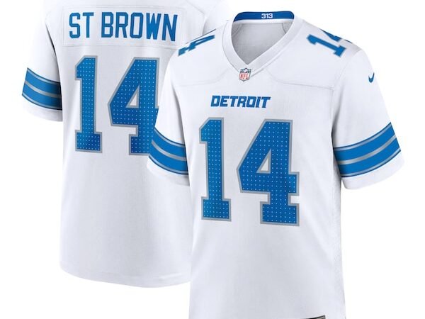 Amon-Ra St. Brown Detroit Lions Nike Game Jersey - White/Blue