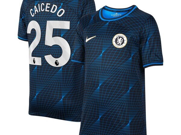 Moisés Caicedo Chelsea Nike Youth 2023/24 Away Stadium Replica Player Jersey - Navy