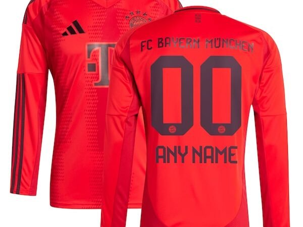 Bayern Munich adidas 2024/25 Home Replica Long Sleeve Custom Jersey - Red