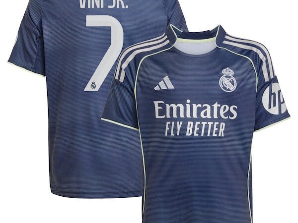 Vini Jr. Los Merengues adidas Youth 2025/26 Away Replica Player Jersey - Blue/White