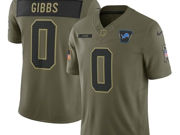 Jahmyr Gibbs Detroit Lions Nike 2025 Salute to Service Limited Jersey - Olive