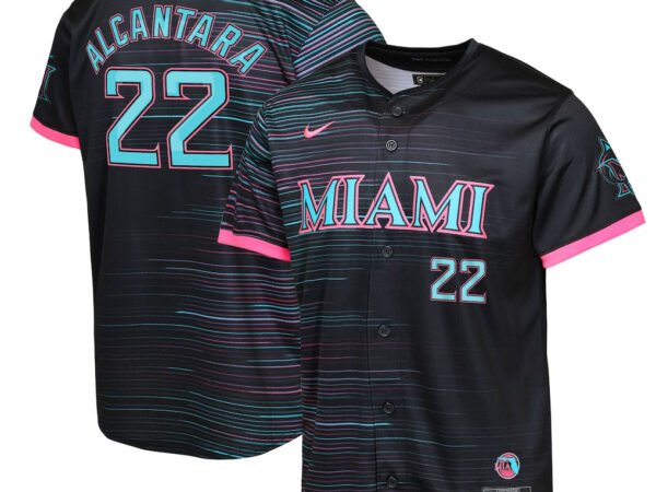 Sandy Alcantara Miami Marlins Youth 2025 City Connect Limited Player Jersey - Black