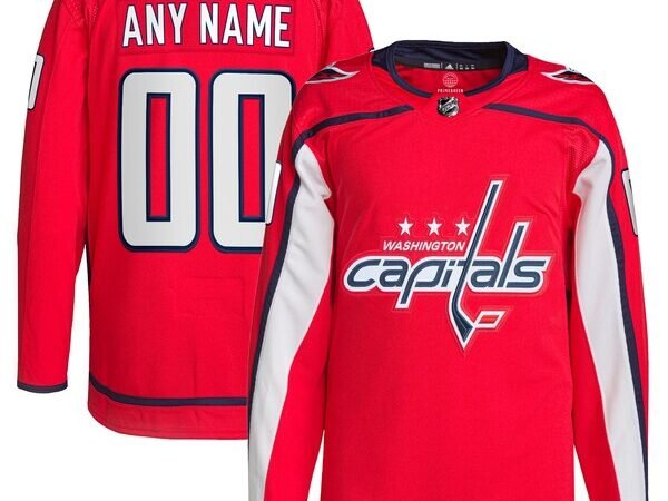 Washington Capitals adidas Home Primegreen Authentic Custom Jersey - Red