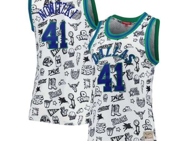 Dirk Nowitzki Dallas Mavericks Women's 1998 Doodle Swingman Jersey - White