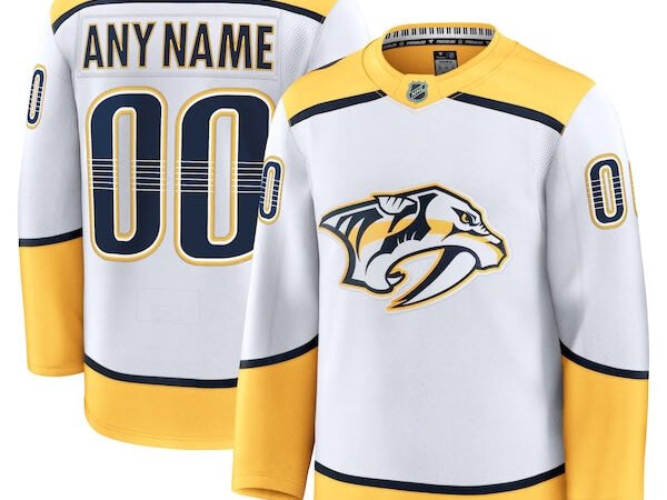 Nashville Predators  Away Premium Custom Jersey - White/Gold
