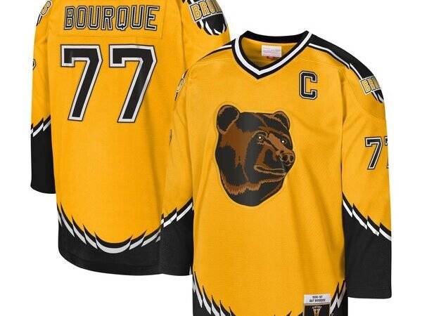 Ray Bourque Boston Bruins Youth 1996-97 Blue Line Captain Patch Player Jersey - Gold