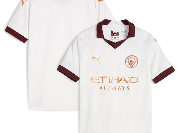 Manchester City Puma Youth 2023/24 Away Replica Jersey - White