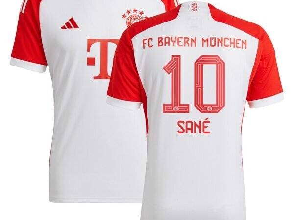 Leroy Sané Bayern Munich adidas Youth 2023/24 Home Replica Jersey - White/Green