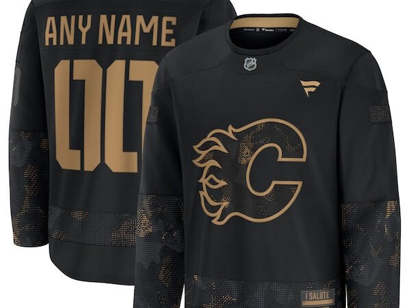 Calgary Flames  2024 Military Appreciation Personalized Long Sleeve Practice Jersey - Black