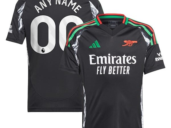 Arsenal adidas Youth 2024/25 Away Replica Custom Jersey - Black