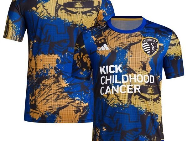 Sporting Kansas City adidas 2024 MLS Works Kick Childhood Cancer x Marvel Pre-Match Top - Royal