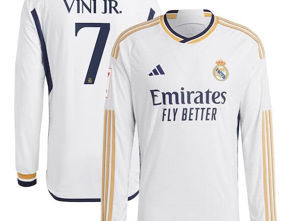 Vini Jr. Los Merengues adidas Home 2023/24 Authentic Long Sleeve Jersey - White