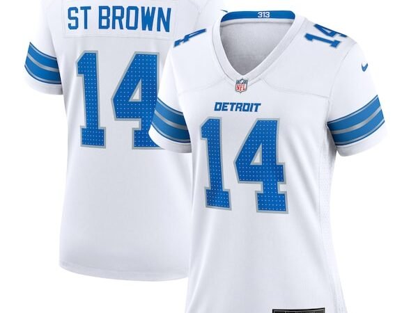 Amon-Ra St. Brown Detroit Lions Nike Women's White Game Jersey - White/Blue