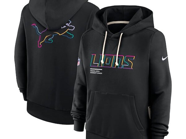 Detroit Lions Nike Women's 2025 NFL Crucial Catch Sideline Standard Issue Dri-FIT Hoodie - Black