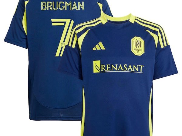 Gastón Brugman Nashville SC adidas Youth 2025 The Heart of Nashville Kit Replica Player Jersey - Navy