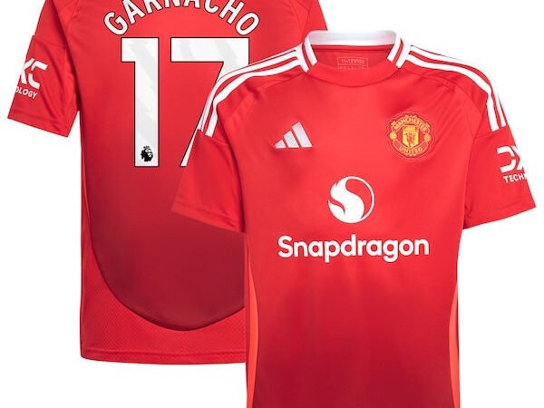 Alejandro Garnacho Manchester United adidas Youth 2024/25 Home Replica Player Jersey - Red