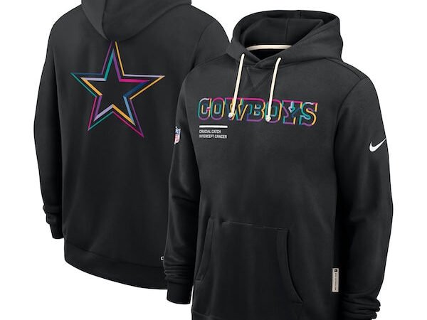 Dallas Cowboys Nike Tall 2025 NFL Crucial Catch Sideline Standard Issue Dri-FIT Hoodie - Black
