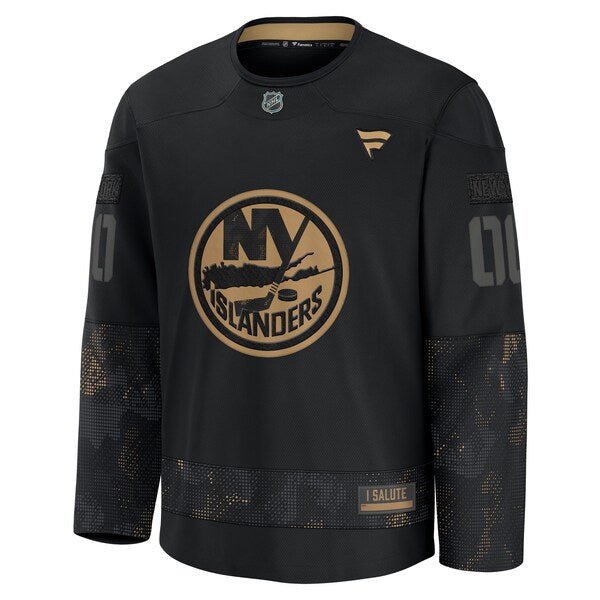 New York Islanders 2024 Military Appreciation Personalized Long Sleeve Practice Jersey - Black