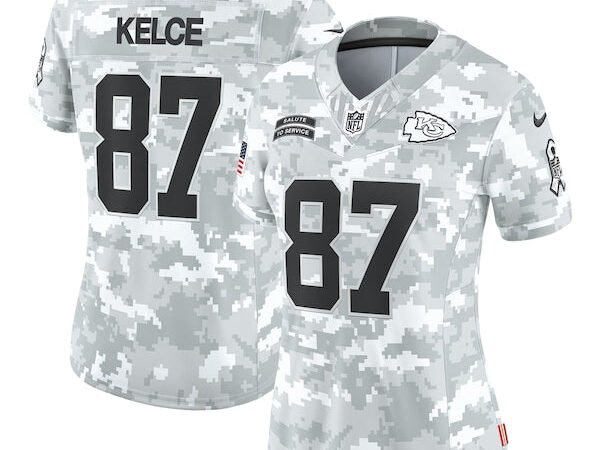 Travis Kelce Kansas City Chiefs Nike Women's 2024 Salute to Service Limited Jersey - Arctic Camo