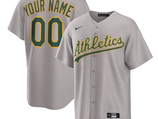 Athletics Nike Away Custom Replica 2.0 Jersey - Gray