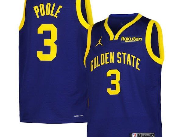 Jordan Poole Golden State Warriors Youth 2022/23 Swingman Jersey - Navy - Statement Edition