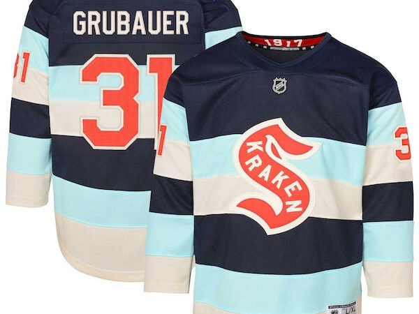 Philipp Grubauer Seattle Kraken Youth 2024 NHL Winter Classic Premier Player Jersey - Deep Sea Blue