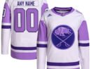 Buffalo Sabres adidas Hockey Fights Cancer Primegreen Authentic Custom Jersey - White/Purple