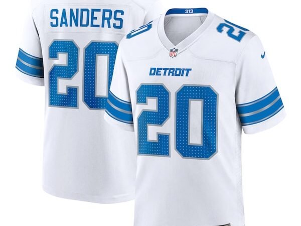 Barry Sanders Detroit Lions Nike Retired Player Game Jersey - White/Black/Blue