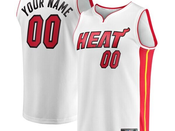 Miami Heat Youth Fast Break Custom Replica Jersey - Association Edition - White