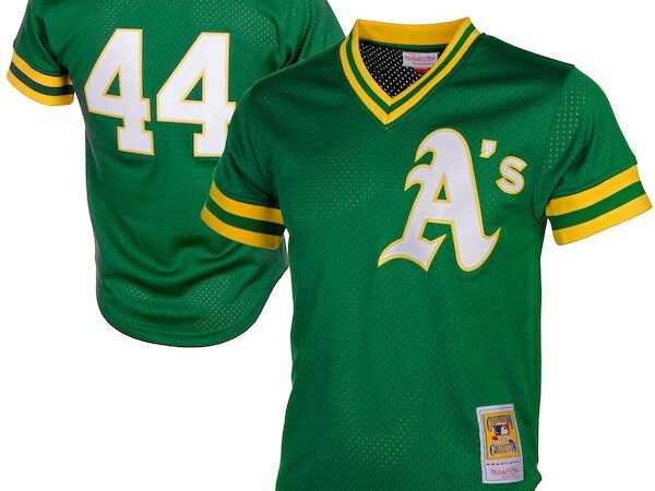 Reggie Jackson Oakland Athletics Cooperstown Mesh Batting Practice Jersey - Green