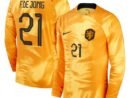 Frenkie de Jong Netherlands National Team Nike Youth 2022/23 Home Breathe Stadium Replica Player Long Sleeve Jersey - Orange