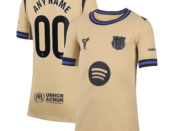 Barcelona Nike Youth 2025/26 Away Stadium Replica Custom Jersey - Gold/Blue