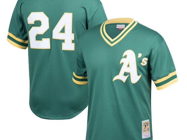 Rickey Henderson Athletics Youth Cooperstown Collection Mesh Batting Practice Jersey - Green