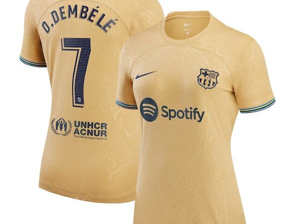 Ousmane Dembele Barcelona Nike Women's 2022/23 Away Replica Player Jersey - Gold