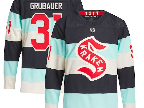 Philipp Grubauer Seattle Kraken adidas 2024 NHL Winter Classic Primegreen Authentic Player Jersey - Deep Sea Blue