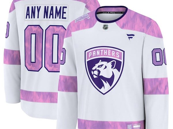 Florida Panthers  2024 Hockey Fights Cancer Custom Practice Jersey - White