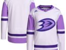 Anaheim Ducks adidas Hockey Fights Cancer Primegreen Authentic Blank Practice Jersey - White/Purple