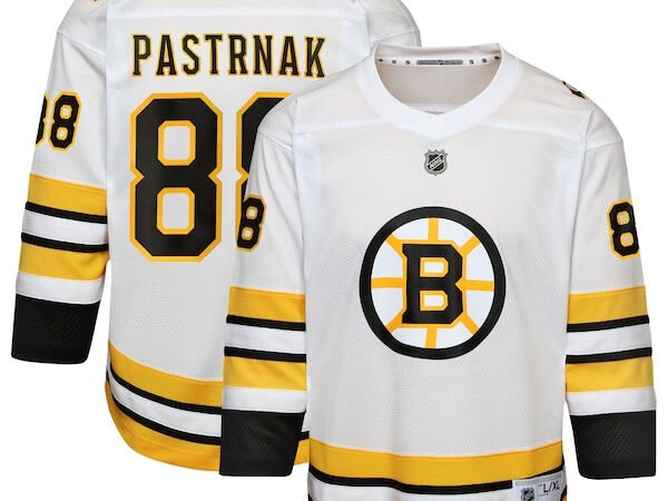David Pastrnak Boston Bruins Youth Home Replica Player Jersey - White/Black