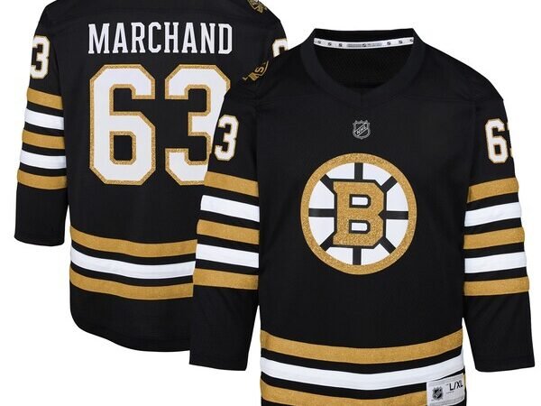 Brad Marchand Boston Bruins Youth 100th Anniversary Replica Player Jersey - Black