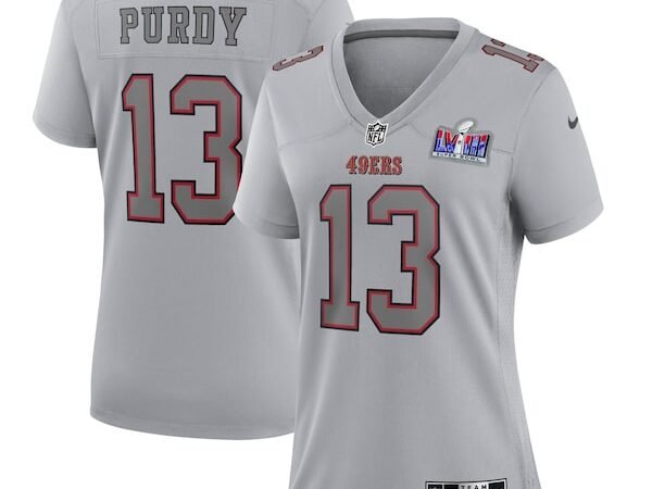 Brock Purdy San Francisco 49ers Nike Women's Super Bowl LVIII Atmosphere Fashion Game Jersey - Gray