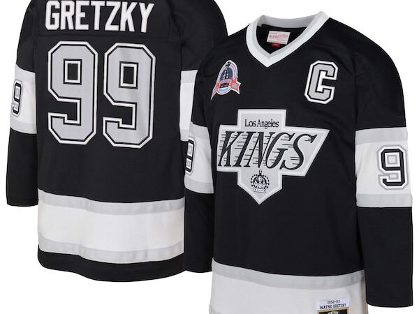 Wayne Gretzky Los Angeles Kings  Youth 1992/93 Captain Patch Power Play Player Jersey - Black/White