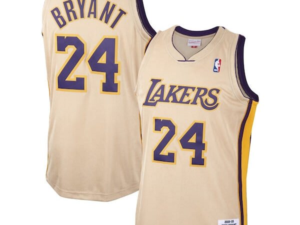 Men's Los Angeles Lakers Kobe Bryant Gold 2008-09 Hardwood Classics Authentic Player Jersey