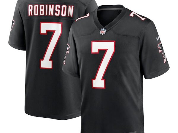 Bijan Robinson Atlanta Falcons Nike 2023 NFL Draft First Round Pick Throwback Game Jersey - Black/White