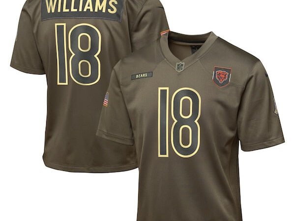 Caleb Williams Chicago Bears Nike Youth 2025 Salute to Service Game Jersey - Olive