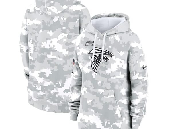 Atlanta Falcons Nike Women's 2024 Salute To Service Club Fleece Pullover Hoodie - Arctic Camo