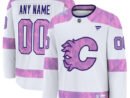 Calgary Flames 2024 Hockey Fights Cancer Custom Practice Jersey - White